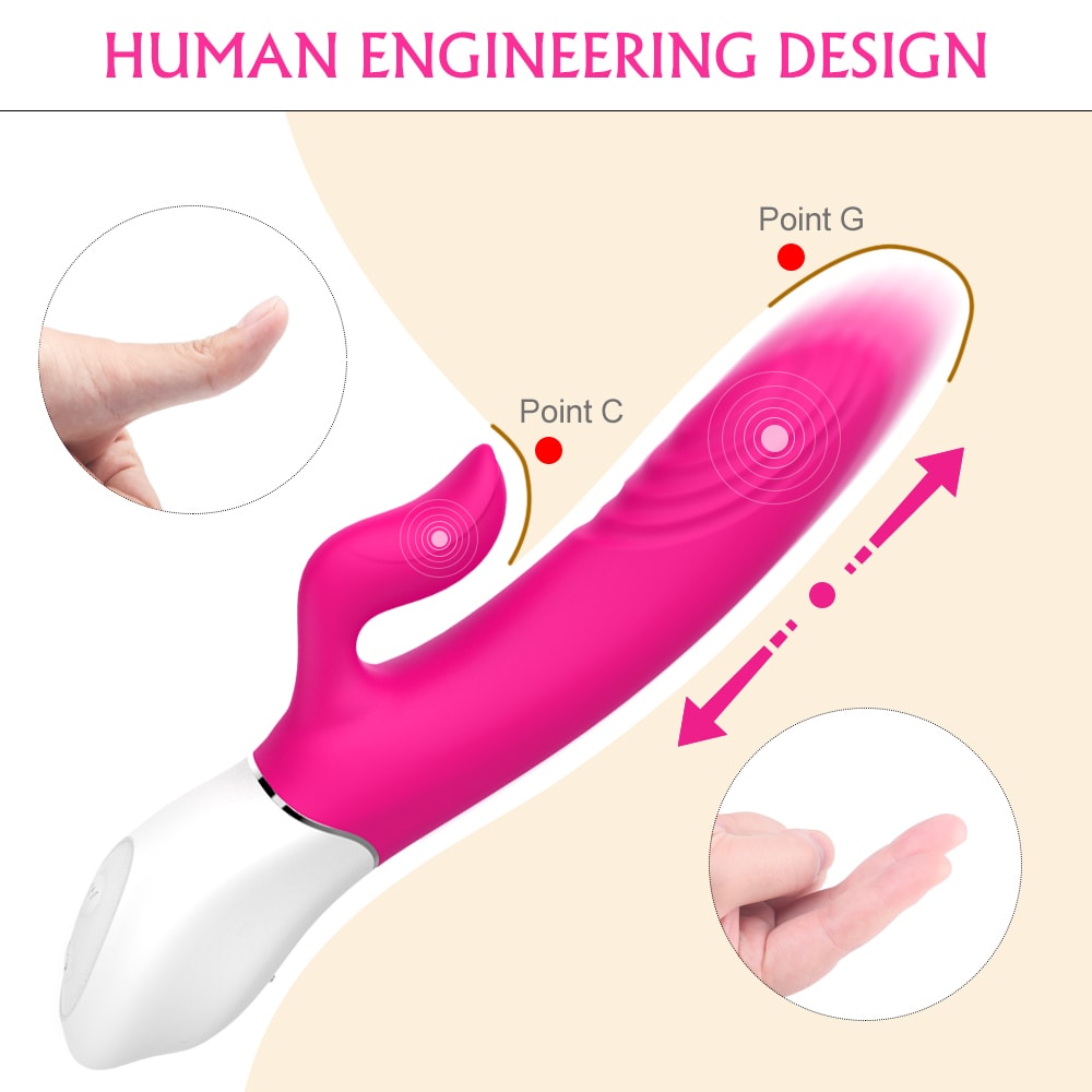 9 Pulsating Vibrating Modes Mute Rabbit G Spot Vibrator with Heating