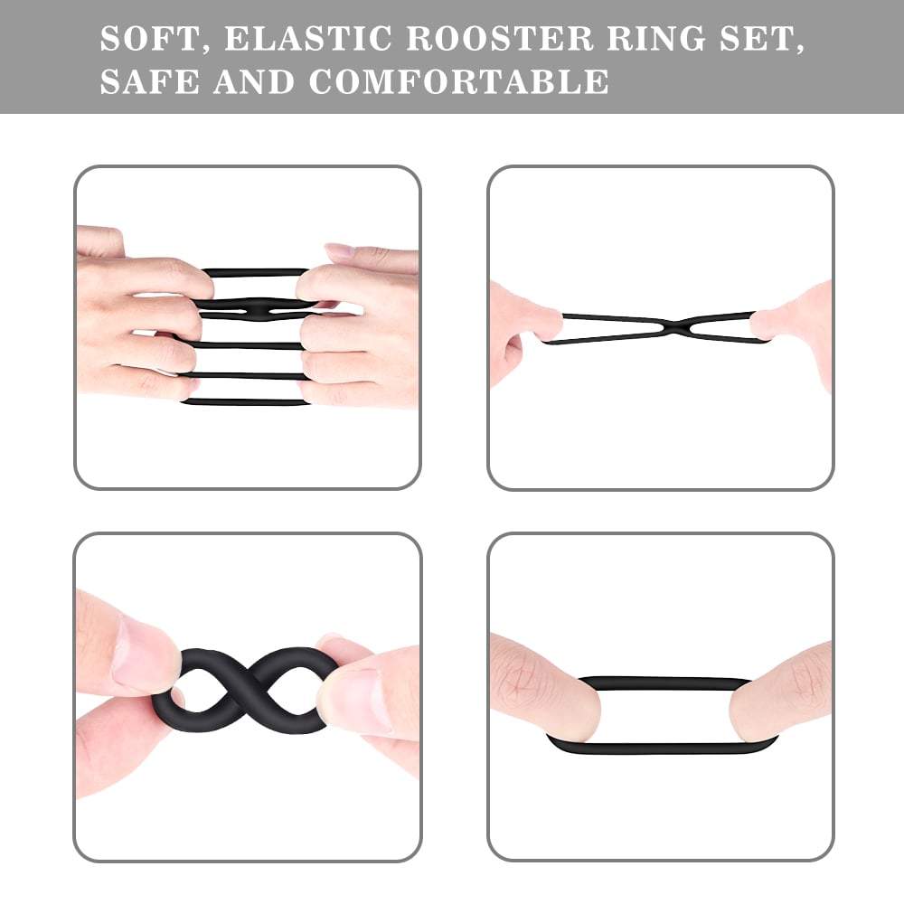 Adjustable Silicone 4 Sizes Penis Ring Set Multi-Combination Play