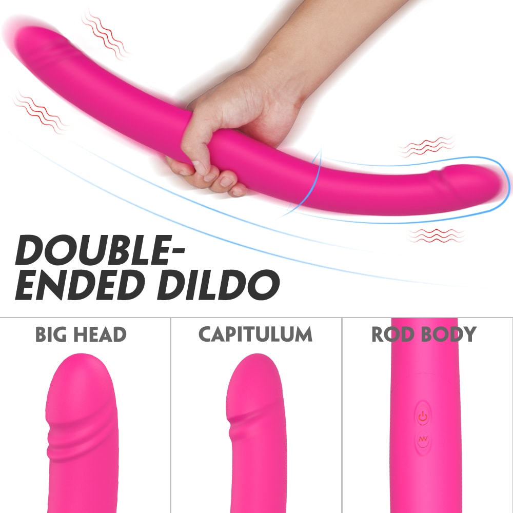 17.7 Inch Realistic Double-Ended Dildo G-spot 9 Vibrations*9 Pulses