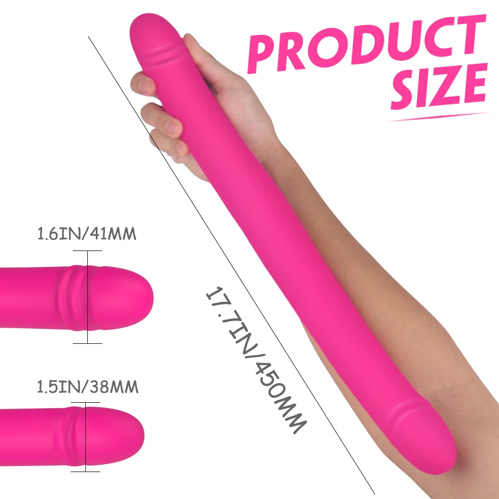 17.7 Inch Realistic Double-Ended Dildo G-spot 9 Vibrations*9 Pulses