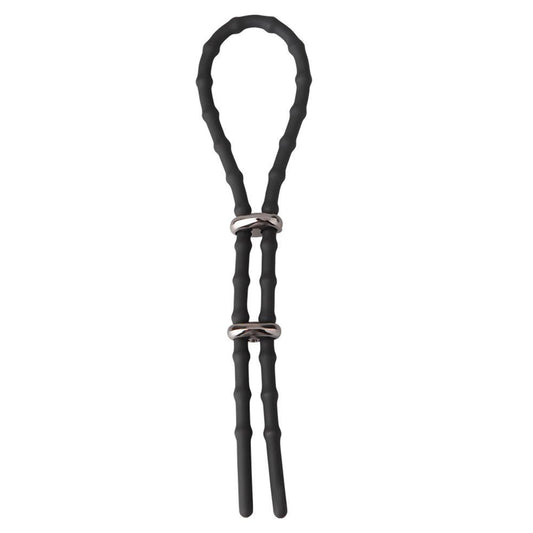 Silicone Adjustable Lasso Shaft Cock Ring Tie With 2 Lock Loops