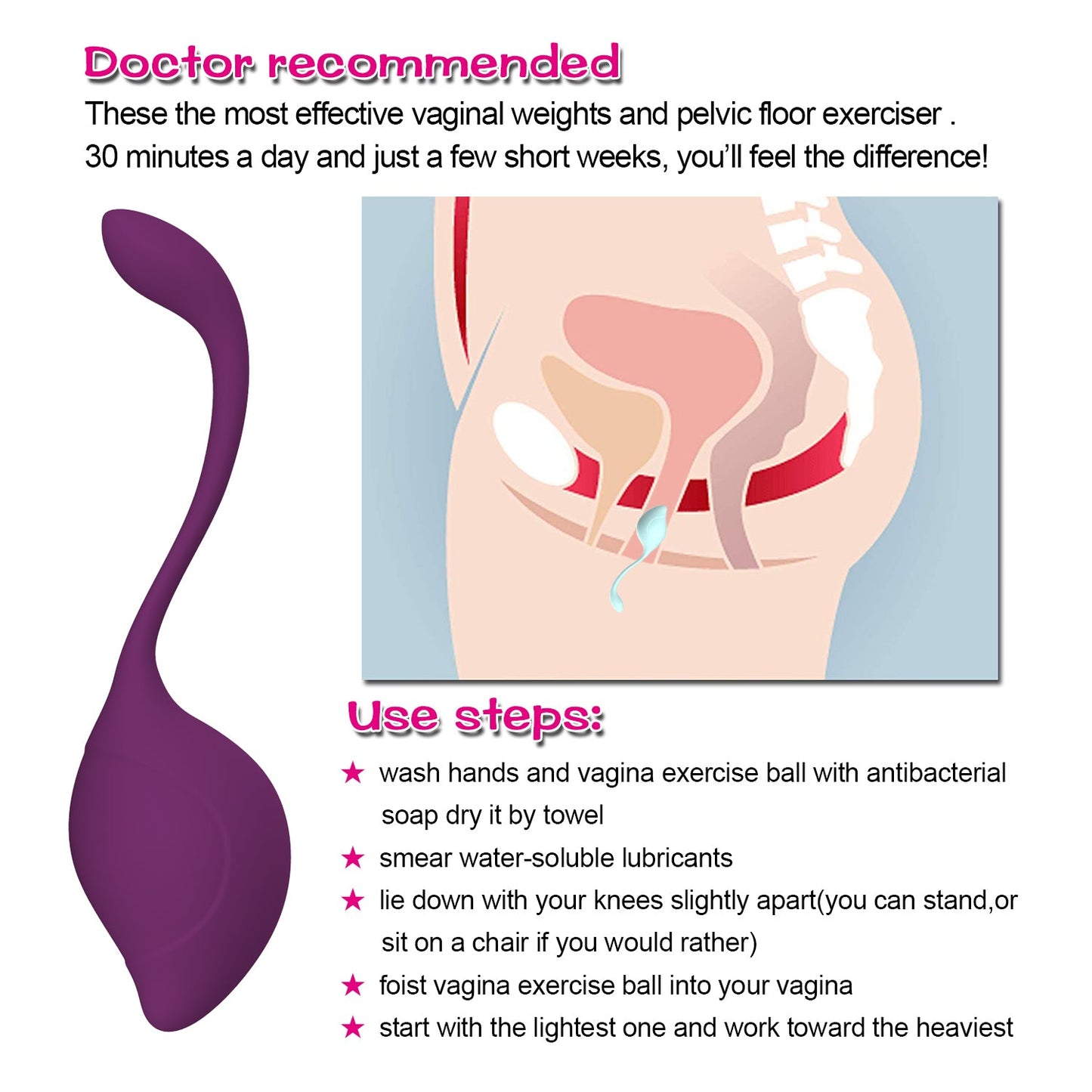 Silicone Kegel Ben Wa Balls Kit For Women Vaginal Tightening Exercise