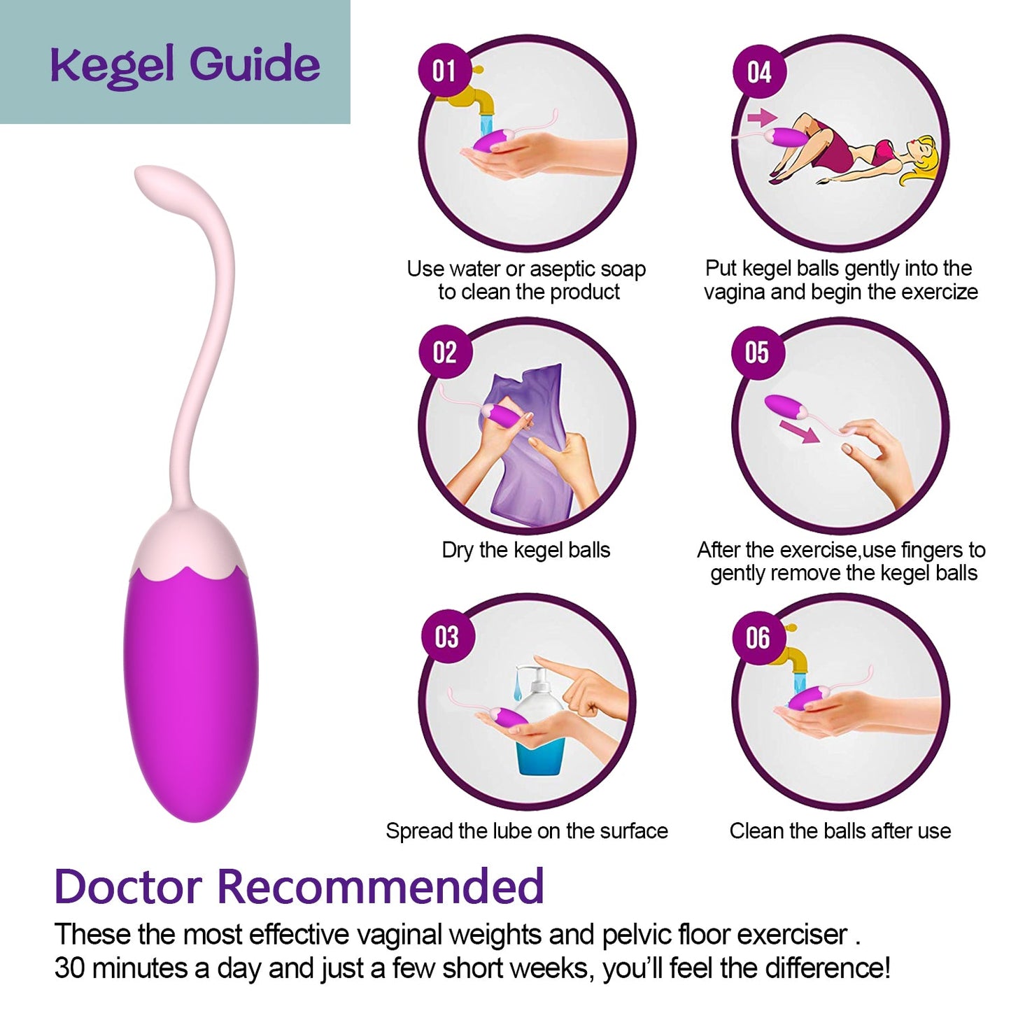 Silicone 5 Pcs Ben Wa Balls Vagina Tightening Kegel Exerciser Kit