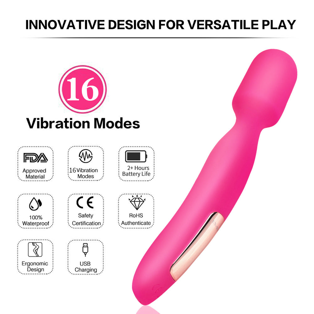 Waterproof Full Body Massager Soft Wand Vibrator 16 Vibration Modes