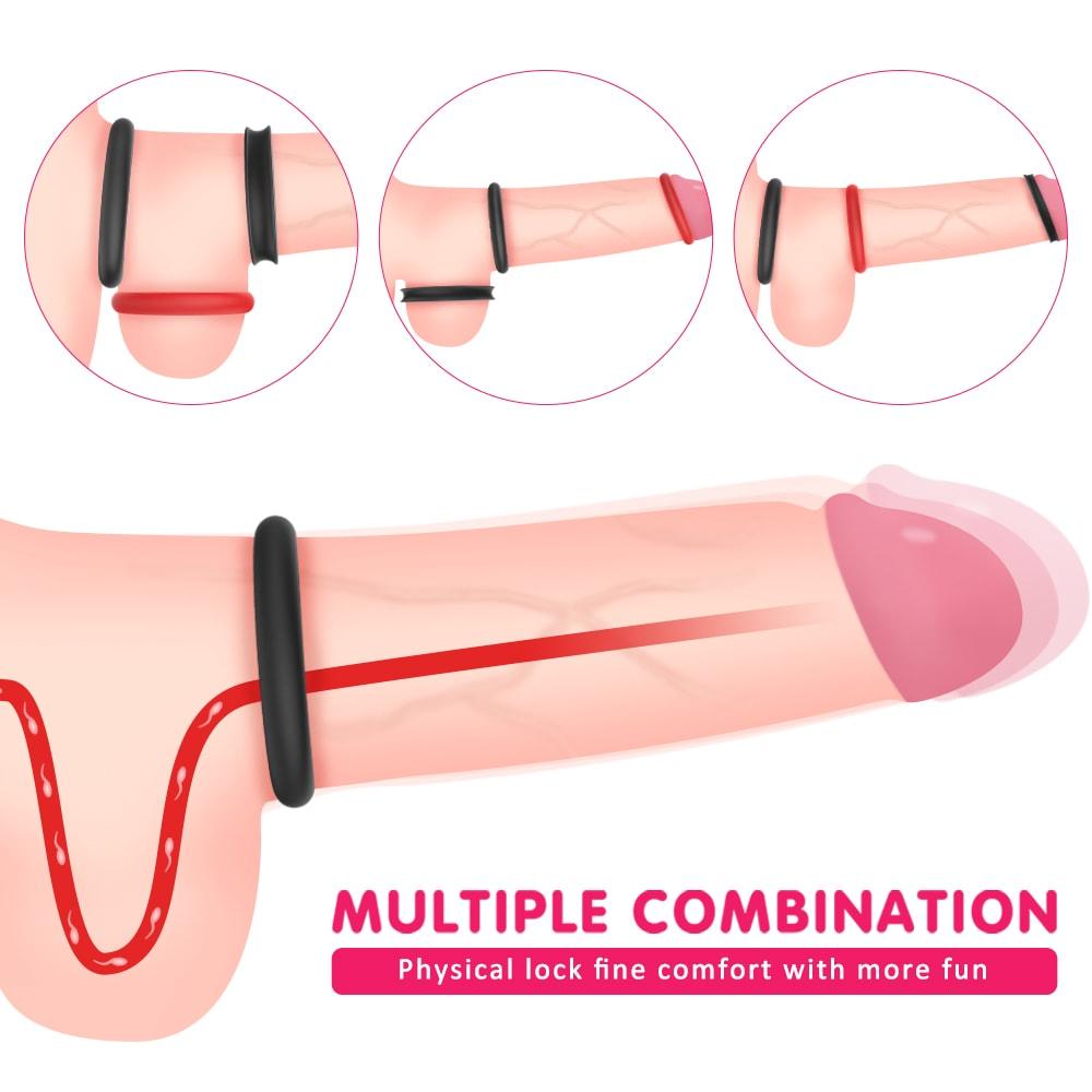 Multiple Combination 3 Pcs Thick Penis Ring Set Cock Rings Toy