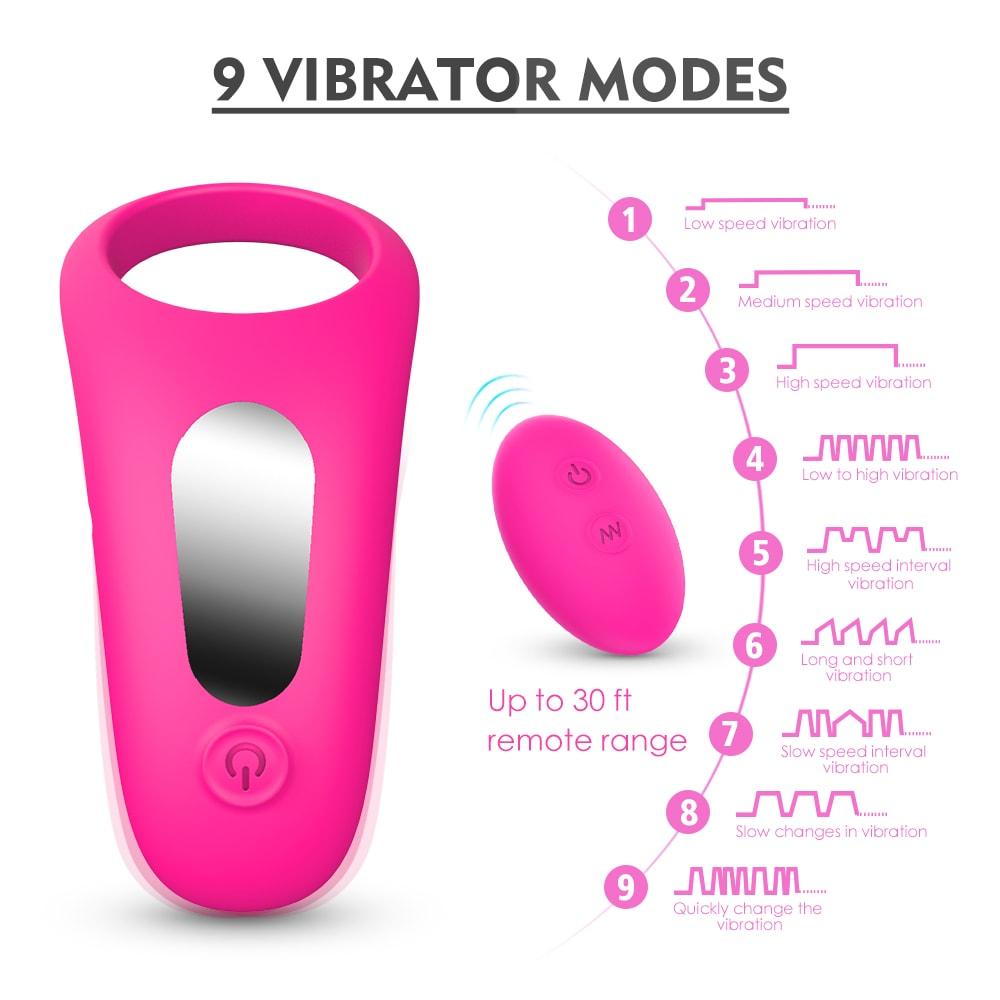 Remote Control 9-Speed Silicone Penis Cock Ring Couple Vibrator