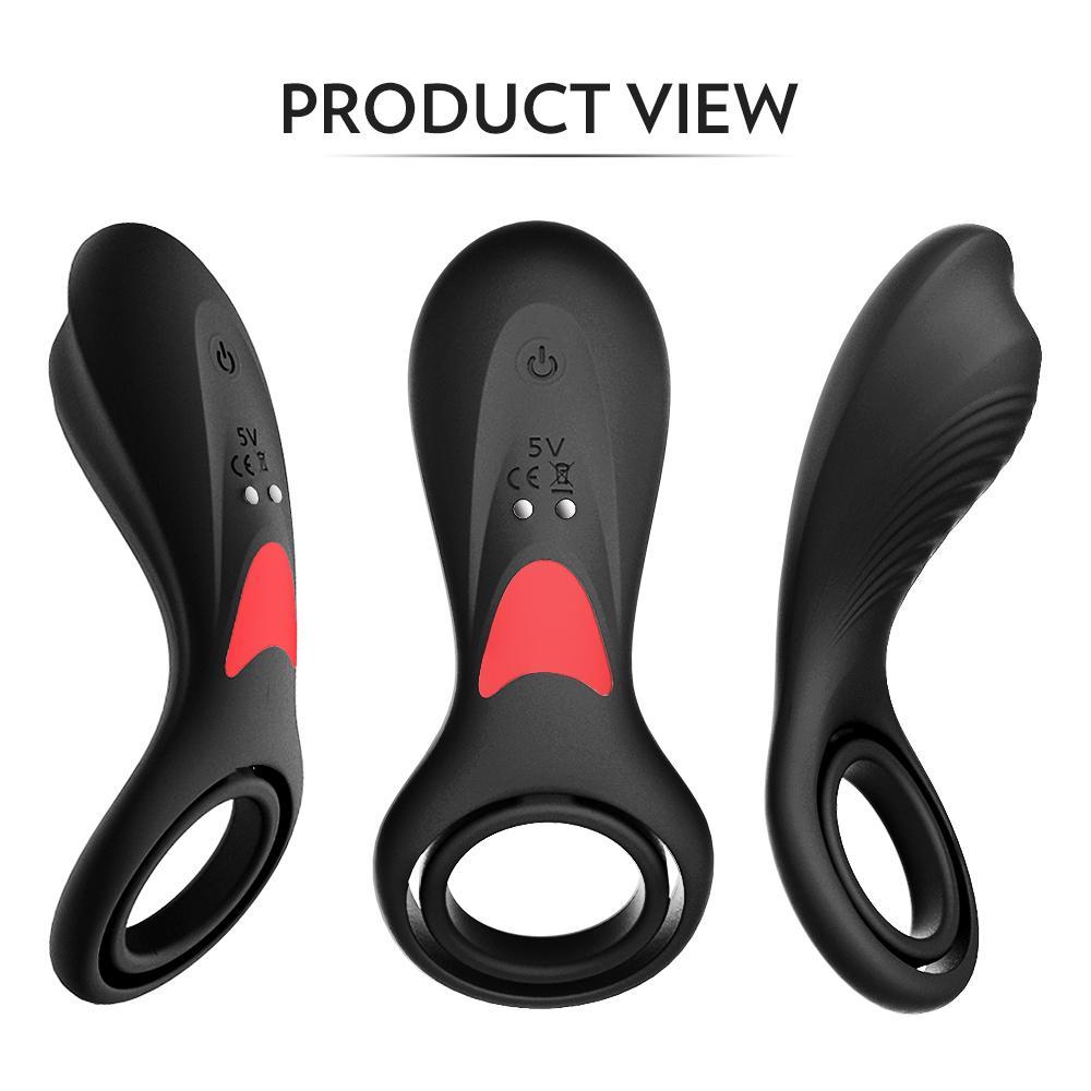 3 in 1 Rechargeable Ball Loop Vibrating Dual Cock Ring 9 Patterns