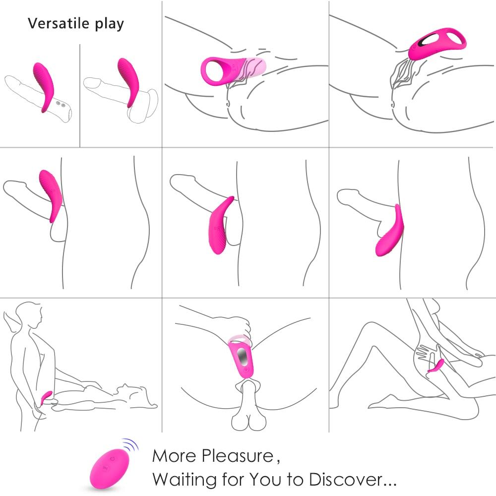 Remote Control 9-Speed Silicone Penis Cock Ring Couple Vibrator