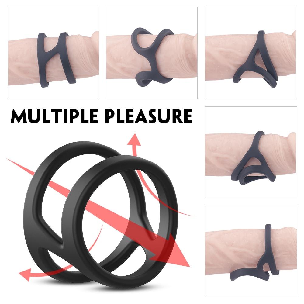 Longer Harder Silicone Dual Penis Ring Erection Enhancing Sex Toy