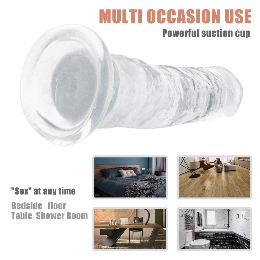 4 Kinds Size Super Suction Transparent Realistic Dildo Ball-free